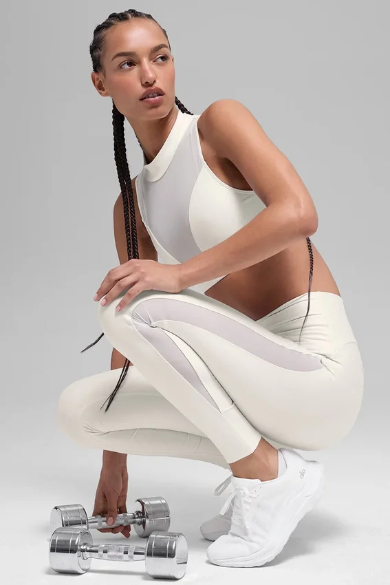 High-Waist Airlift Mesh Infatuation Tights – Ivory