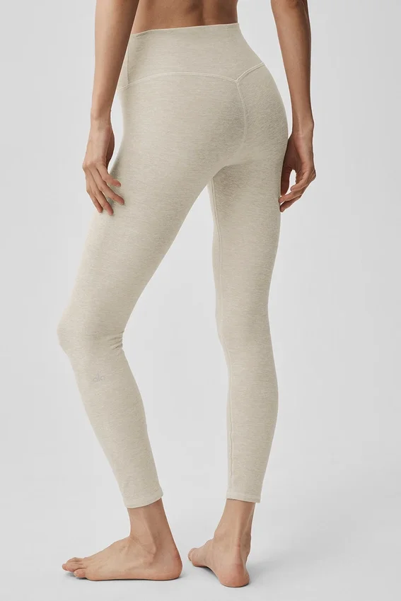 High-Waist Alosoft 7/8 Highlight Tights – Oatmeal Heather
