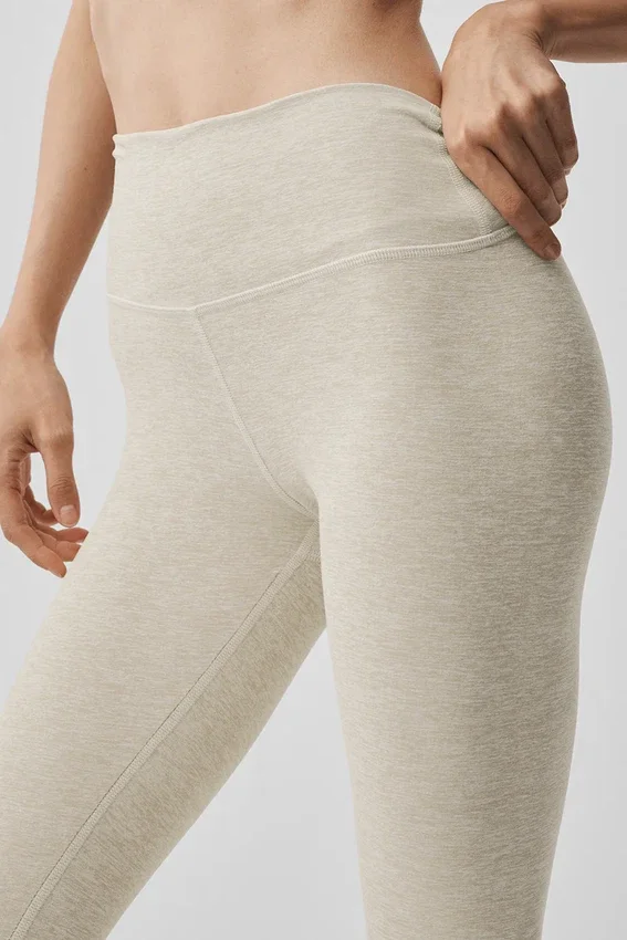High-Waist Alosoft 7/8 Highlight Tights – Oatmeal Heather