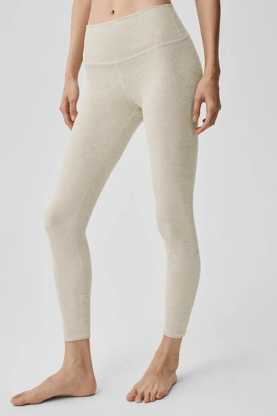 High-Waist Alosoft 7/8 Highlight Tights – Oatmeal Heather