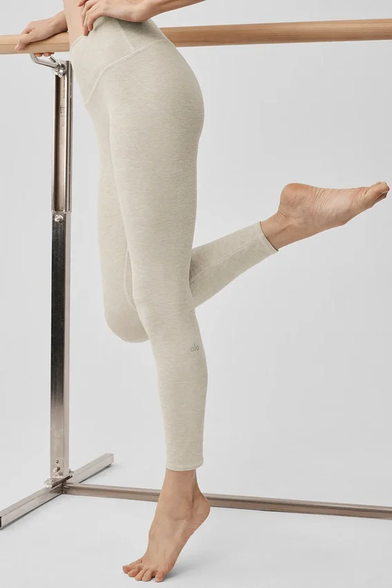 High-Waist Alosoft 7/8 Highlight Tights – Oatmeal Heather