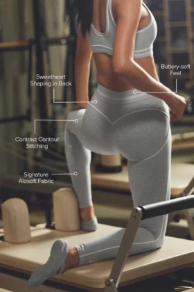 High-Waist Alosoft Tights – Athletic Heather Grey/White