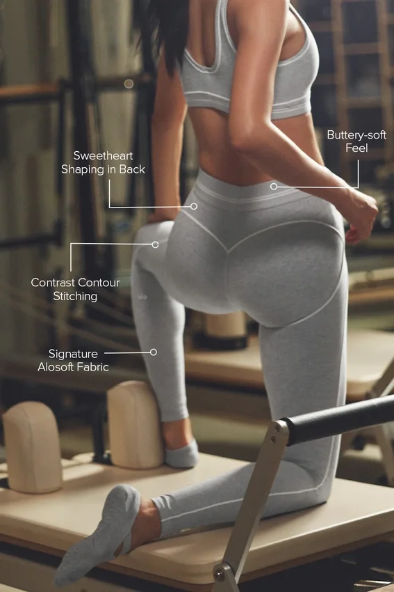 High-Waist Alosoft Tights – Athletic Heather Grey/White