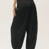 High-Waist-bukser i silke-blanding – svart