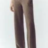 High-Waist-bukser med rette ben i kashmir – Alpine Cocoa Heather