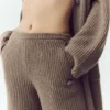 High-Waist-bukser med rette ben i kashmir – Alpine Cocoa Heather