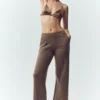 High-Waist-bukser med rette ben i kashmir – Alpine Cocoa Heather