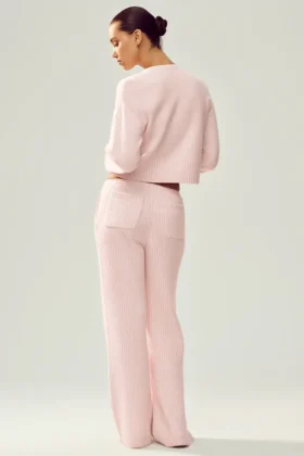 High-Waist Cashmere Bukser med rette ben i Northstar-modellen – Frosted Pink