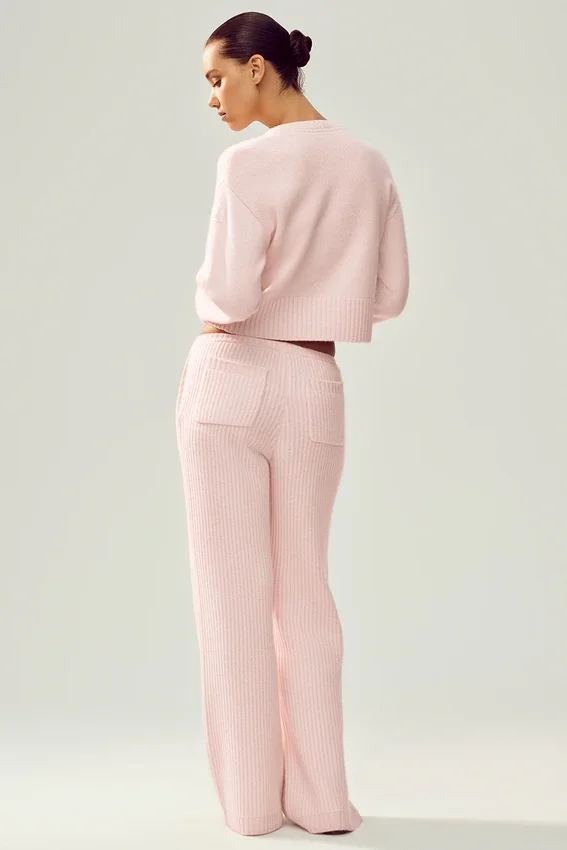 High-Waist Cashmere Bukser med rette ben i Northstar-modellen – Frosted Pink