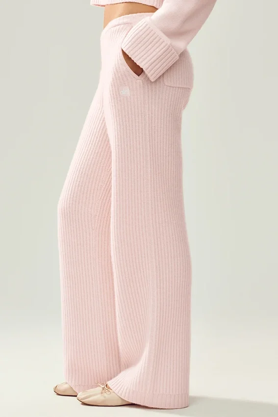 High-Waist Cashmere Bukser med rette ben i Northstar-modellen – Frosted Pink