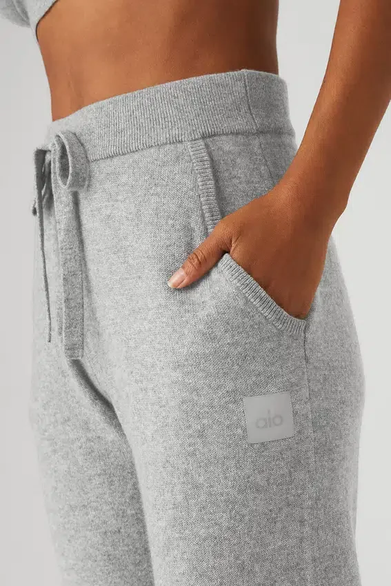 High-Waist Cashmere Jet Set-bukser – Dove Grey Heather