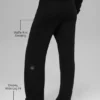 High-Waist Kashmirbukser med myk vaffelstruktur – svart