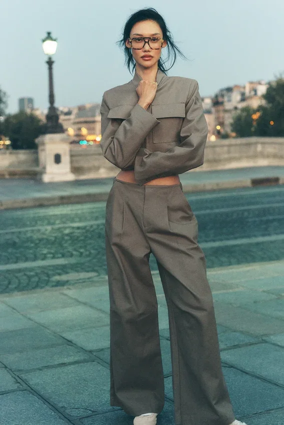 High-Waist Main Character Wide Leg Trouser – Light Cocoa
