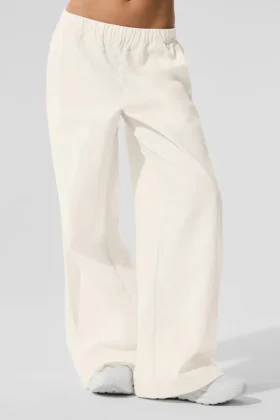 High-Waist Origin Wide Leg Track Bukser – elfenben