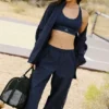 High-Waist Origin Wide Leg Track Bukser – marineblå/svart
