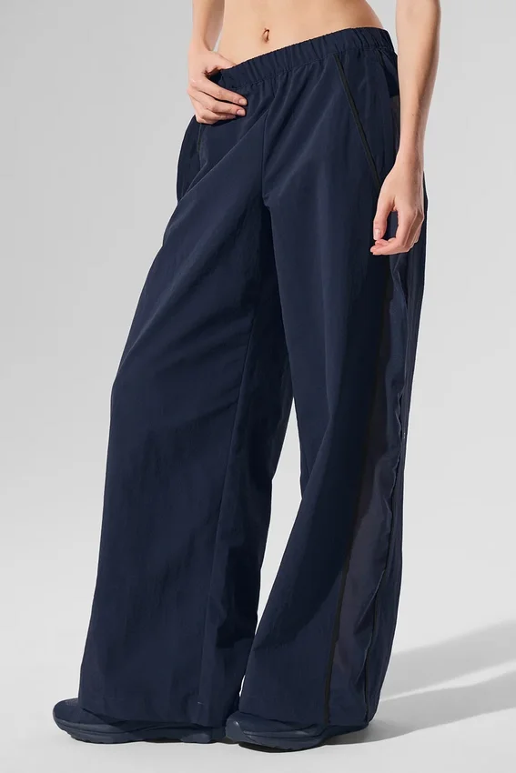 High-Waist Origin Wide Leg Track Bukser – marineblå/svart