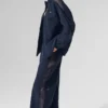 High-Waist Origin Wide Leg Track Bukser – marineblå/svart
