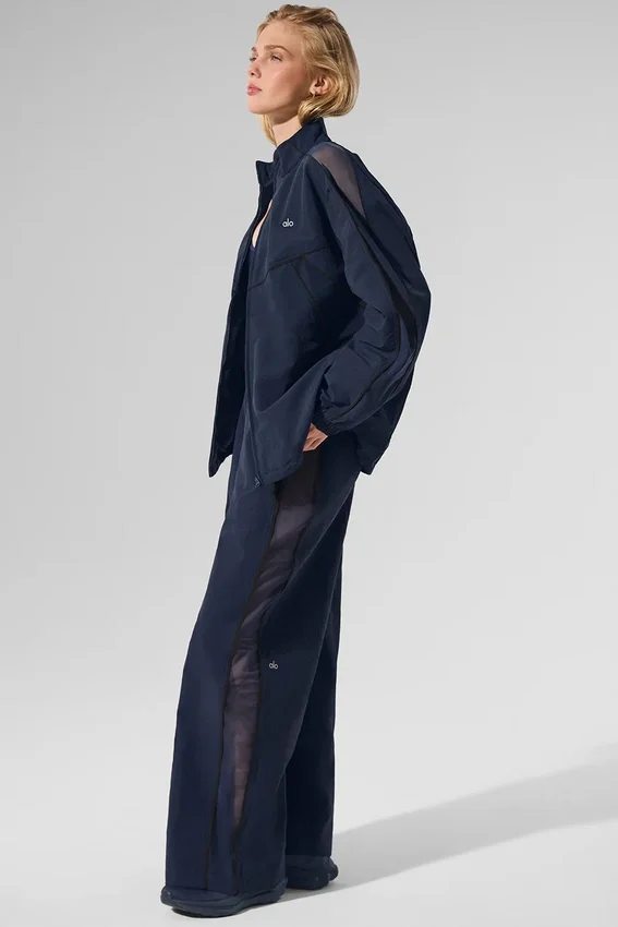 High-Waist Origin Wide Leg Track Bukser – marineblå/svart