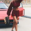 High-Waist-shorts i bomull med høy midje – Summer Romance Red