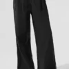High-Waist treningsbukser med vide ben – svart