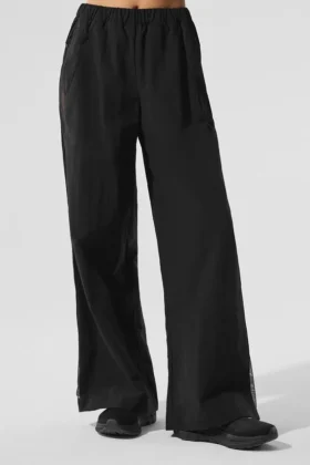 High-Waist treningsbukser med vide ben – svart