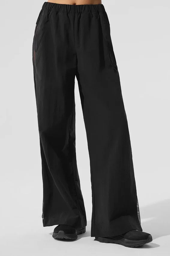 High-Waist treningsbukser med vide ben – svart