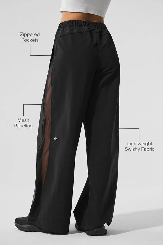 High-Waist treningsbukser med vide ben – svart