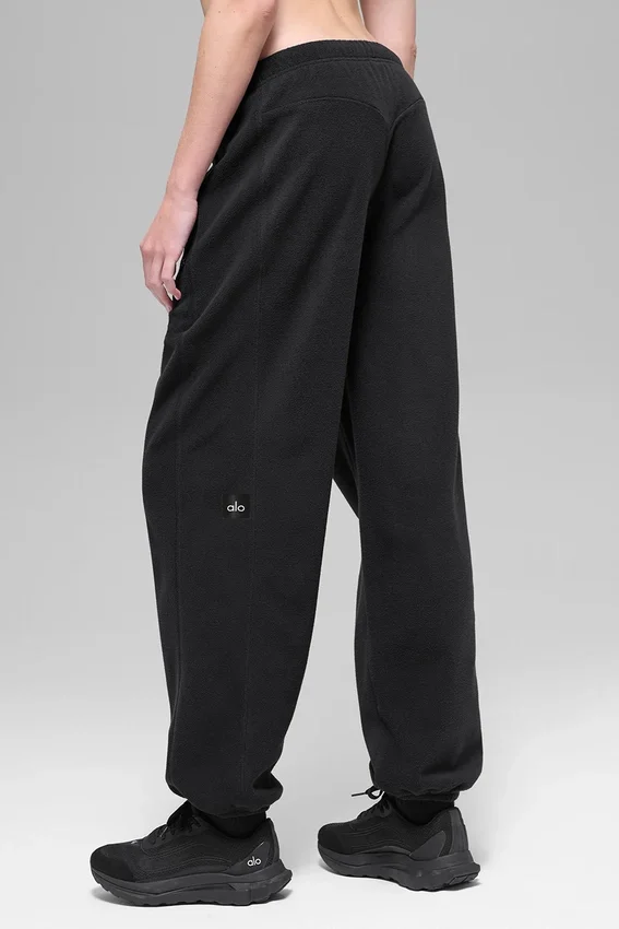 Joggebukse i polarfleece med High-Waist – svart