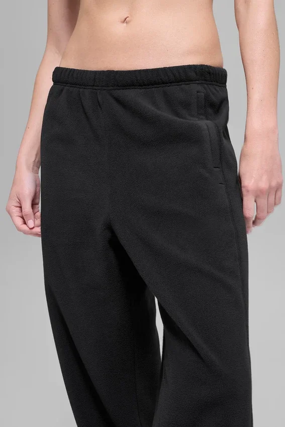 Joggebukse i polarfleece med High-Waist – svart
