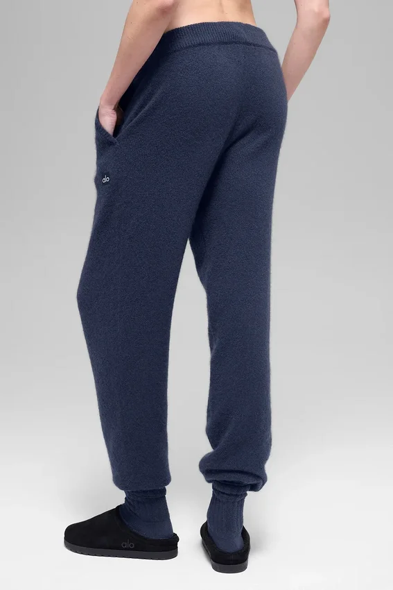 Joggebukse i ull og kashmir med High-Waist – New Class – Navy