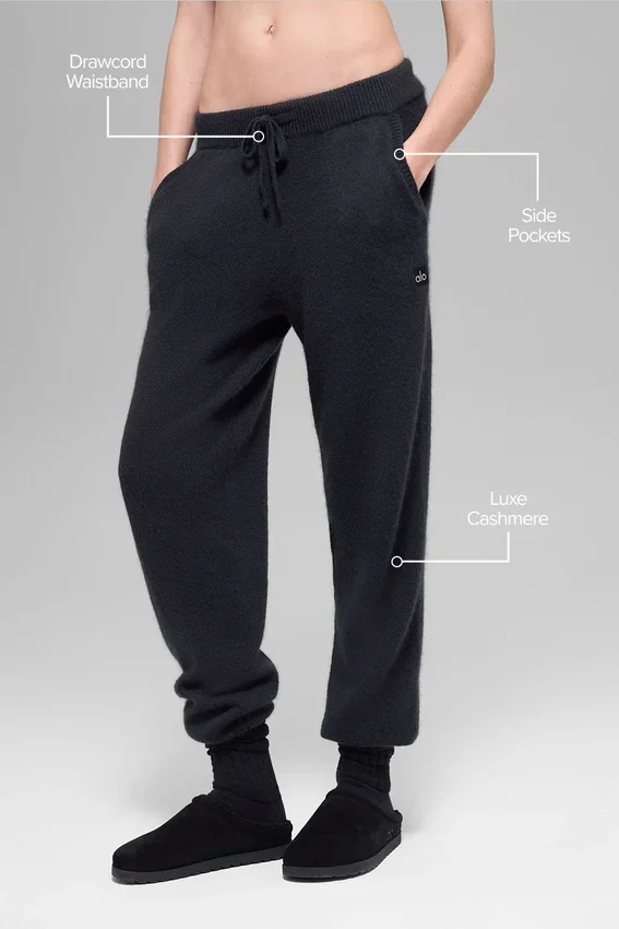Joggebukse i ull og kashmir med High-Waist – New Class – Svart