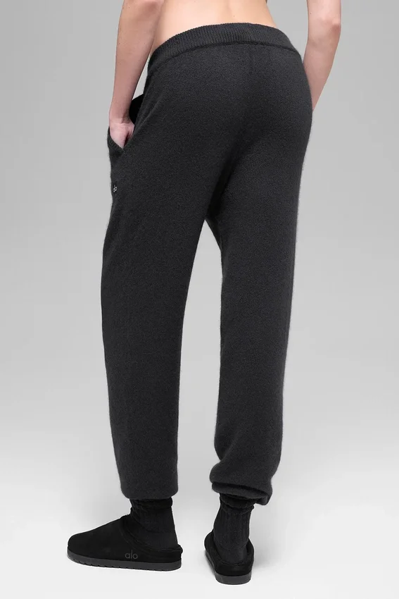 Joggebukse i ull og kashmir med High-Waist – New Class – Svart