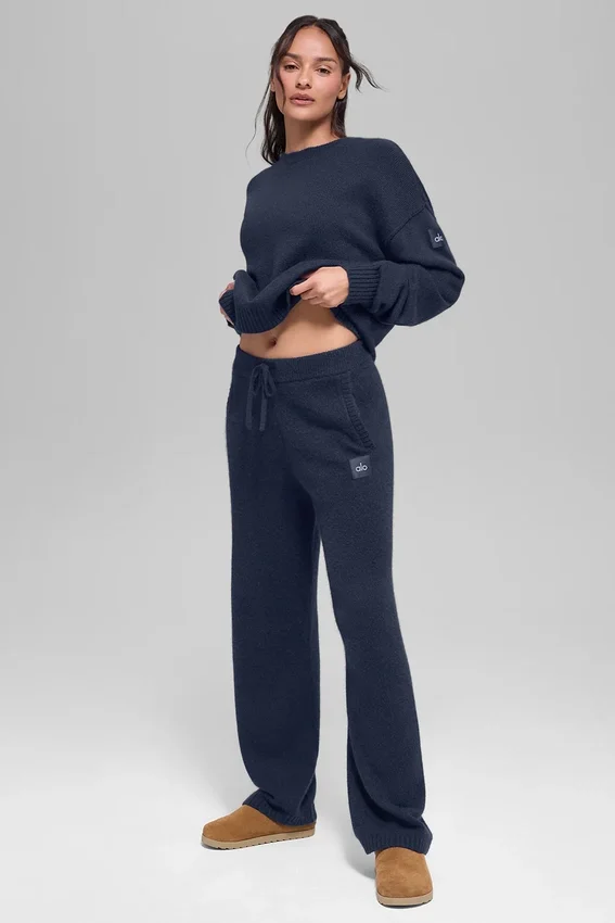 Joggebukser i ull og kashmir fra New Class – Navy
