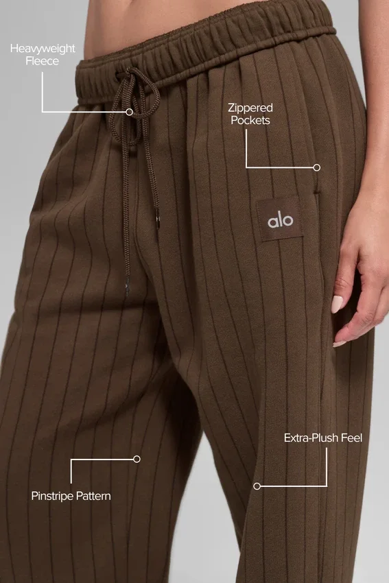 Joggebukser med rette ben og nålestriper – Espresso Pinstripe