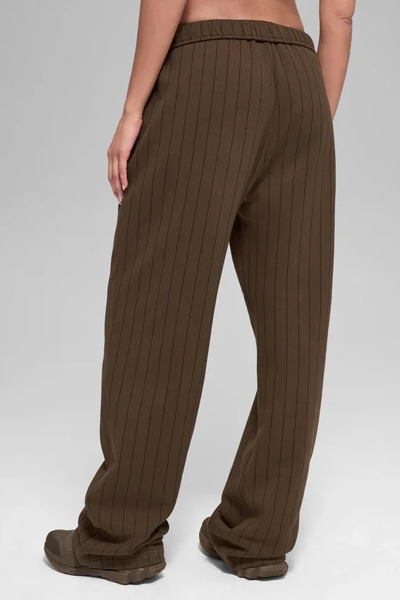 Joggebukser med rette ben og nålestriper – Espresso Pinstripe
