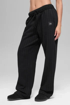 Joggebukser med rette ben og nålestriper – svart nålestripe