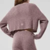 Kashmir-cardigan i myk vaffelstrikk – Mushroom Heather