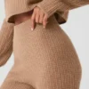 Kashmir-High-Waist-bukser med myk vaffelstruktur – Toasted Almond