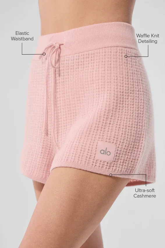 Kashmir-High-Waist-Shorts i myk vaffelstruktur – Pink Quartz