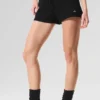 Kashmir-High-Waist-Shorts med myk vaffelstruktur – svart