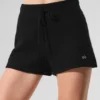 Kashmir-High-Waist-Shorts med myk vaffelstruktur – svart