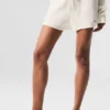 Kashmir-shorts med High-Waist-design og myk vaffelstruktur – Ivory