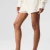 Kashmir-shorts med High-Waist-design og myk vaffelstruktur – Ivory