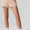 Kashmir-shorts med High-Waist-design og myk vaffelstruktur – Macadamia Blush