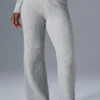 Kashmirbukser med High-Waist og myk vaffelstruktur – Athletic Heather Grey