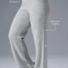 Kashmirbukser med High-Waist og myk vaffelstruktur – Athletic Heather Grey