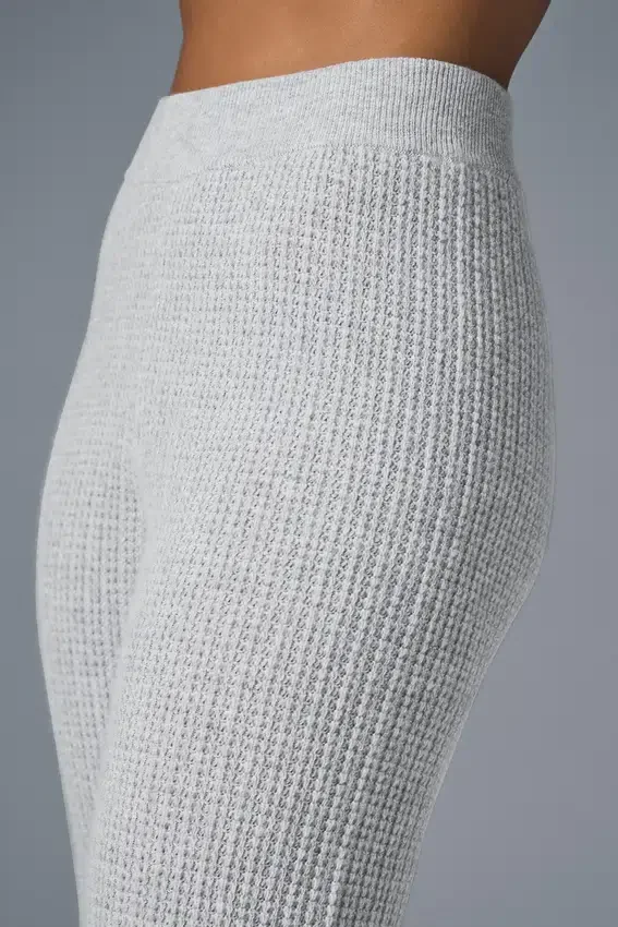 Kashmirbukser med High-Waist og myk vaffelstruktur – Athletic Heather Grey