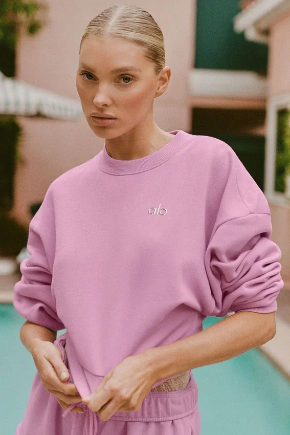 Kort Accolade-genser med rund hals – Candy Heart-rosa