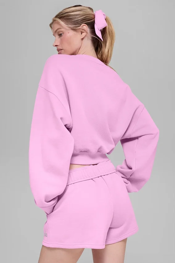 Kort Accolade-genser med rund hals – Candy Heart-rosa