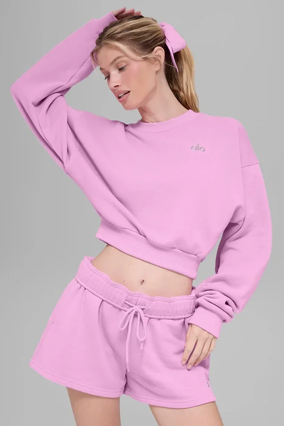 Kort Accolade-genser med rund hals – Candy Heart-rosa